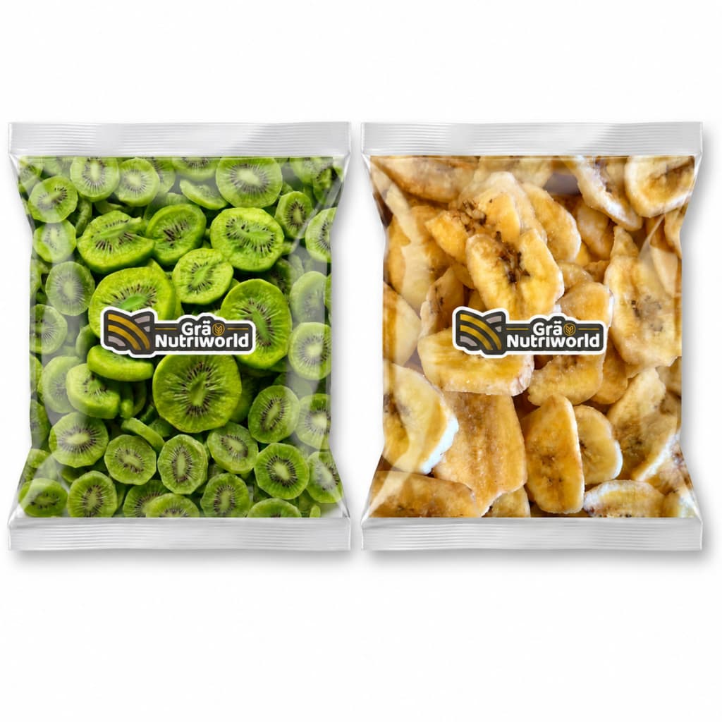 Kit Kiwi Liofilizado + Banana Liofilizada Importados 100g cada