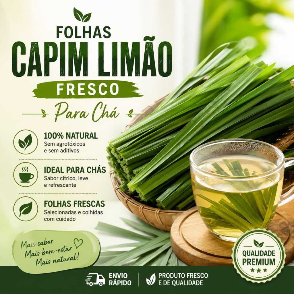 Chá Capim Limão/Capim Cidreira 150g folhas orgânicas