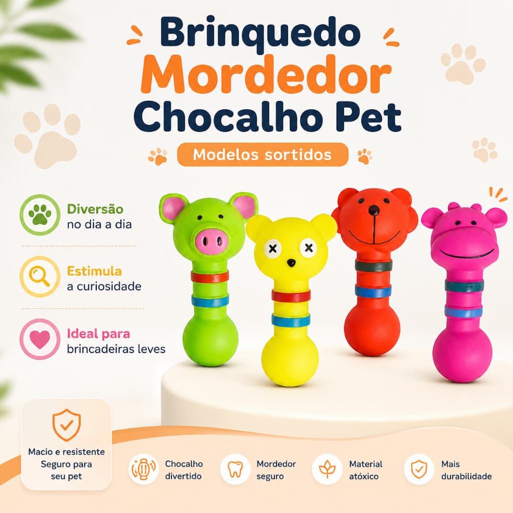 Brinquedo para Cachorro de Vinil Mordedor Animais Mordedor Caes Cachorro Apito