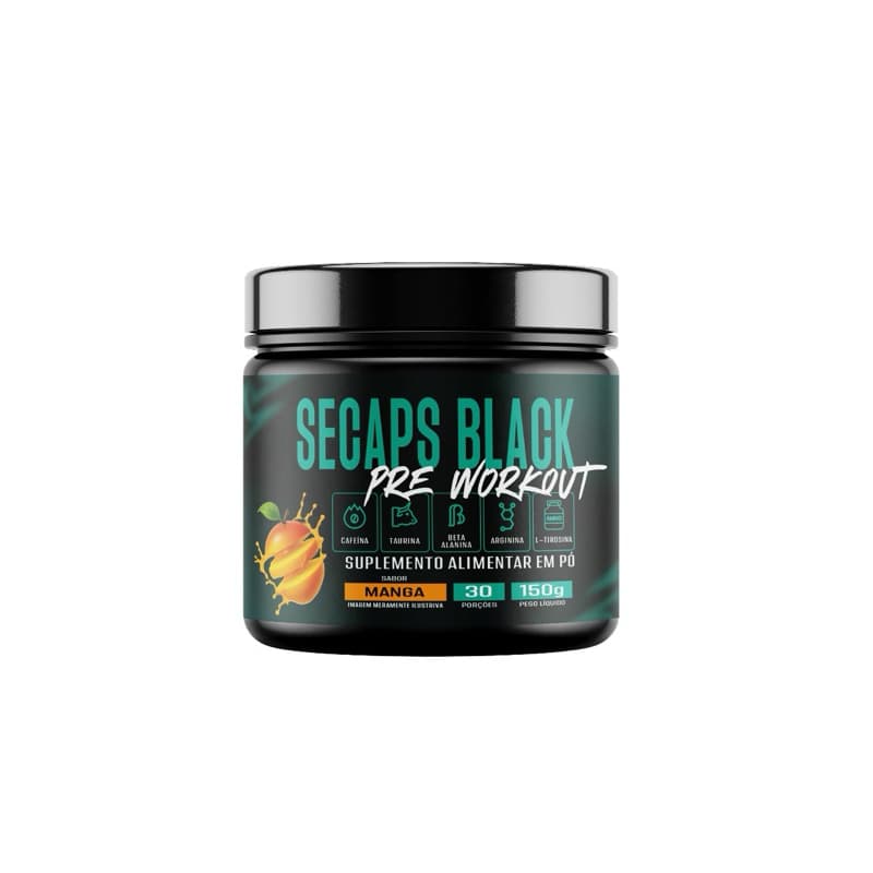Pré treino Secaps Black 150g Sabor Manga Suplemento Alimentar em Pó