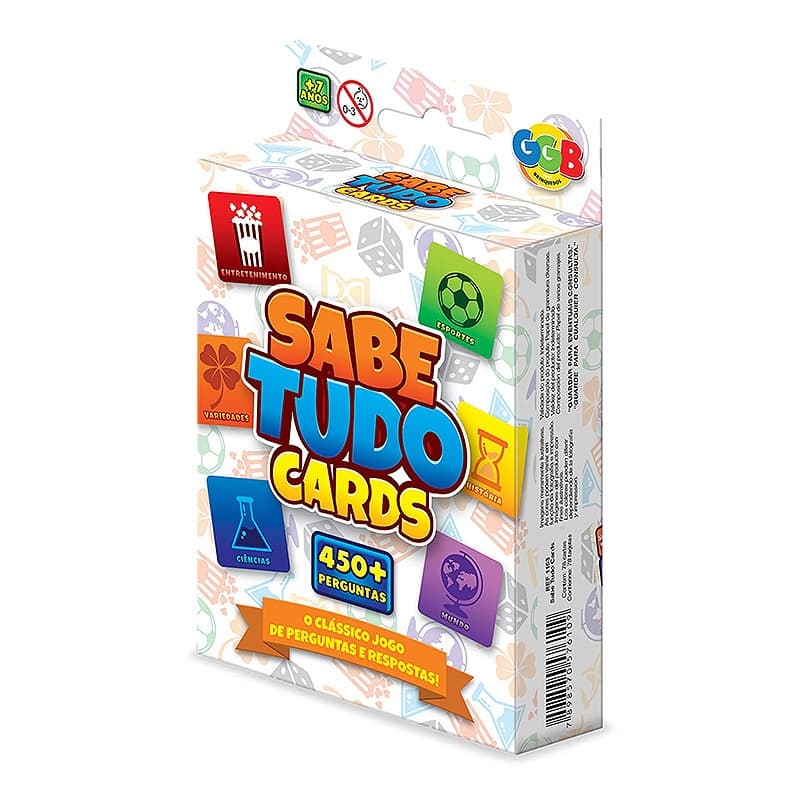 Jogo Sabe Tudo Cards - com 78 Cartas de Perguntas - Brinquedo Educativo Infantil - GGB Brinquedos