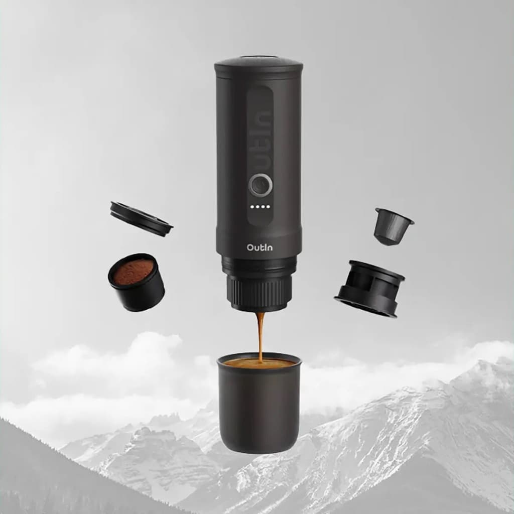 Cafeteira Expresso Portátil Recargável Outin Nano 80ml Cinza Máquina De Café Expresso E Cápsulas