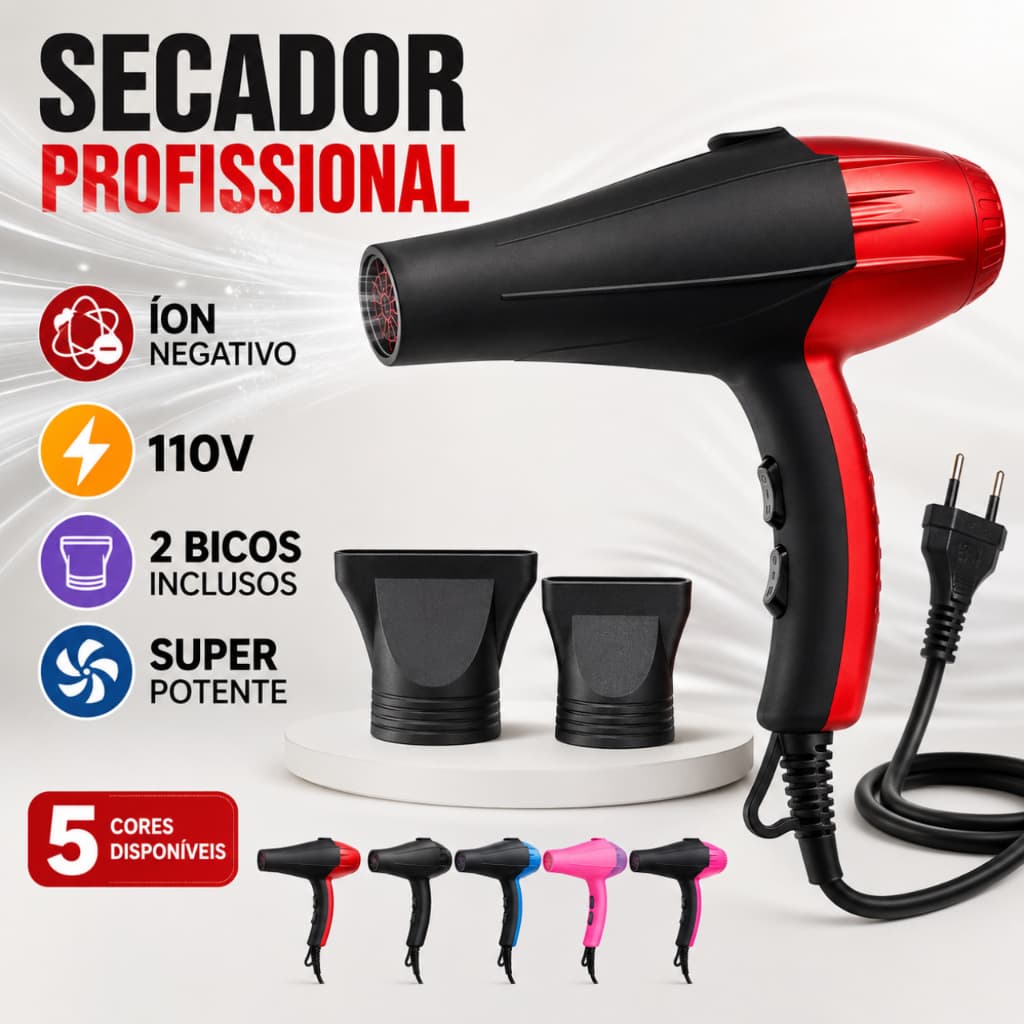 Secador de Cabelo Profissional 8600w 110v com Íon Negativo Anti Frizz