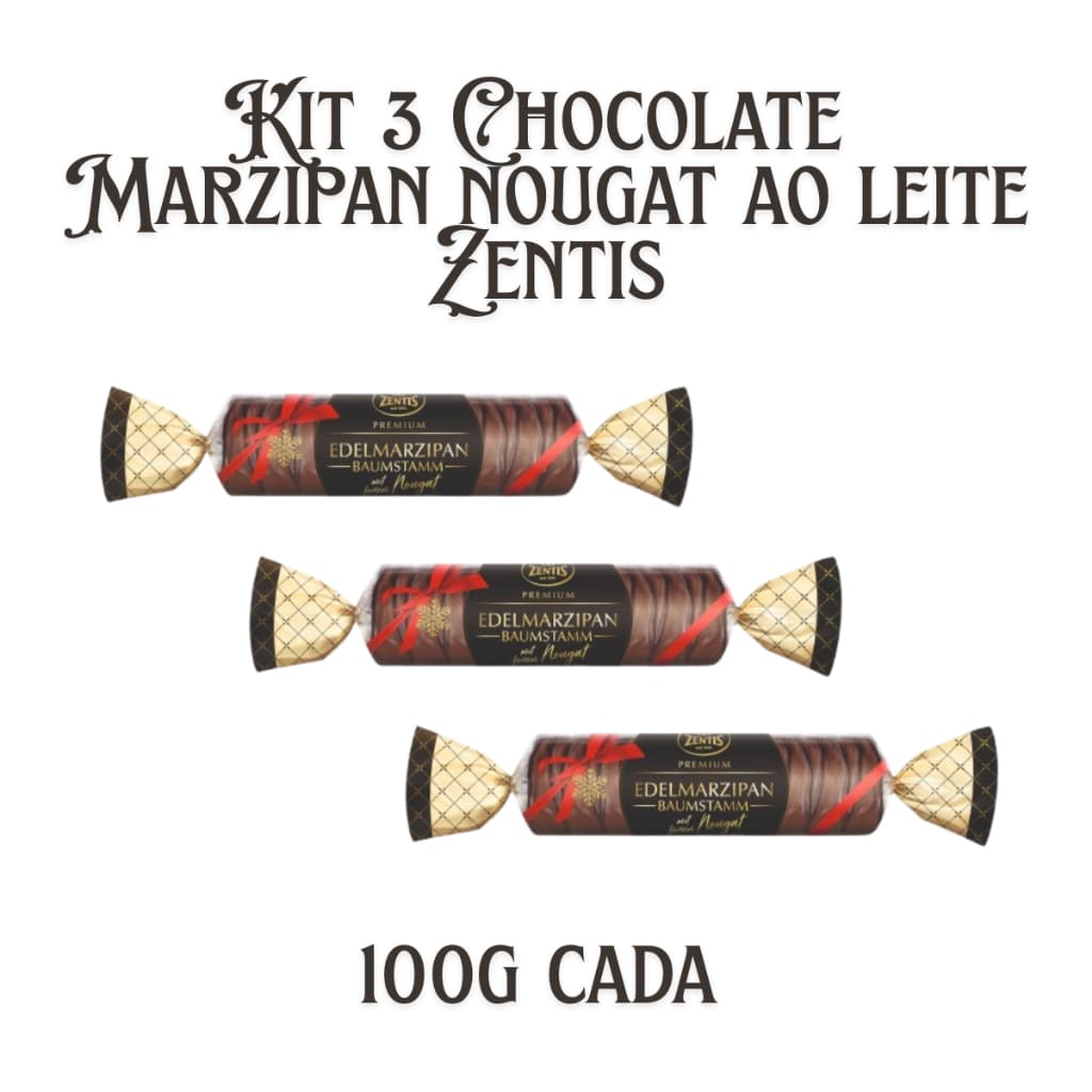 KIT 3 Chocolates Baguete Marzipan Nougat ao leite Zentis 100g