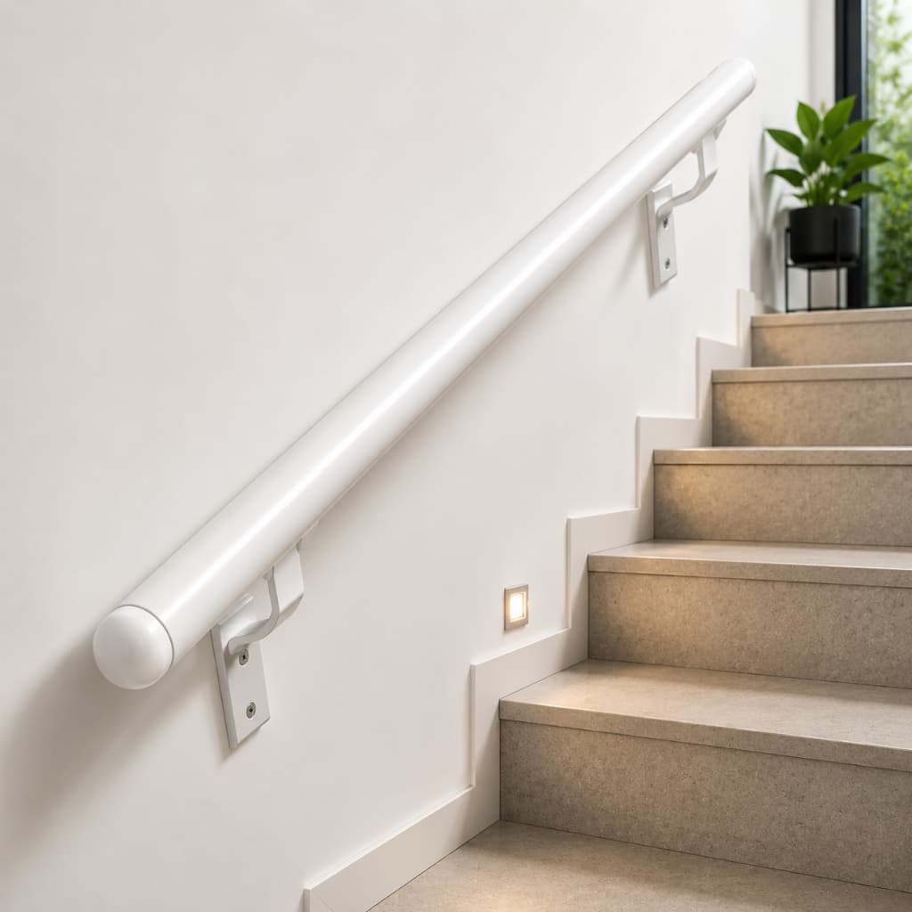 Tubo Corrimão Alumínio 1 Metro Branco Kit Completo Resistente Fácil Instalação Externo Interno