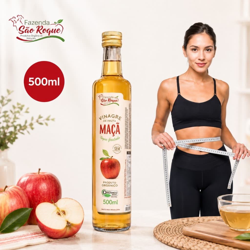 Vinagre de Maçã Orgânico 500ml ou 250ml – Acidez 4,2% – Fazenda São Roque