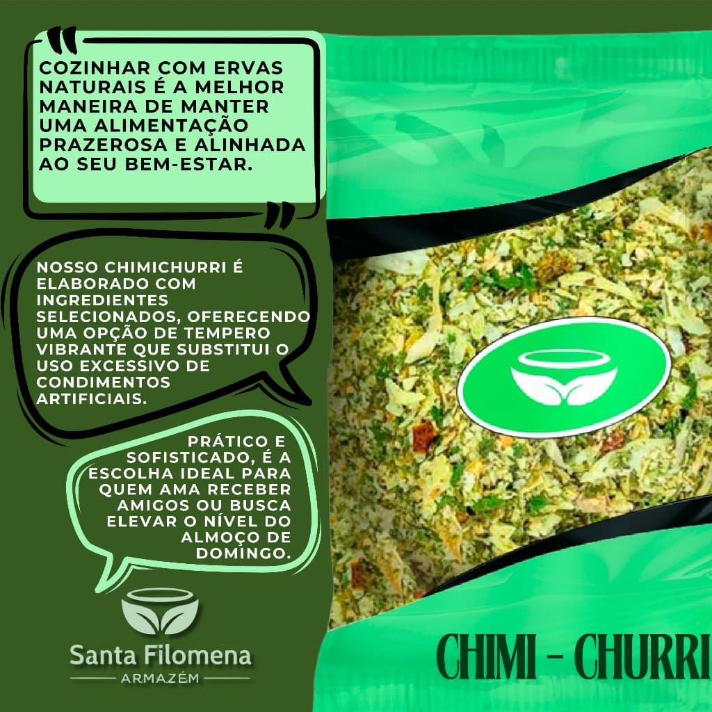 Chimi-Churri Tradicional: Mix de ervas naturais, essencial para temperar proteínas de forma saudável.