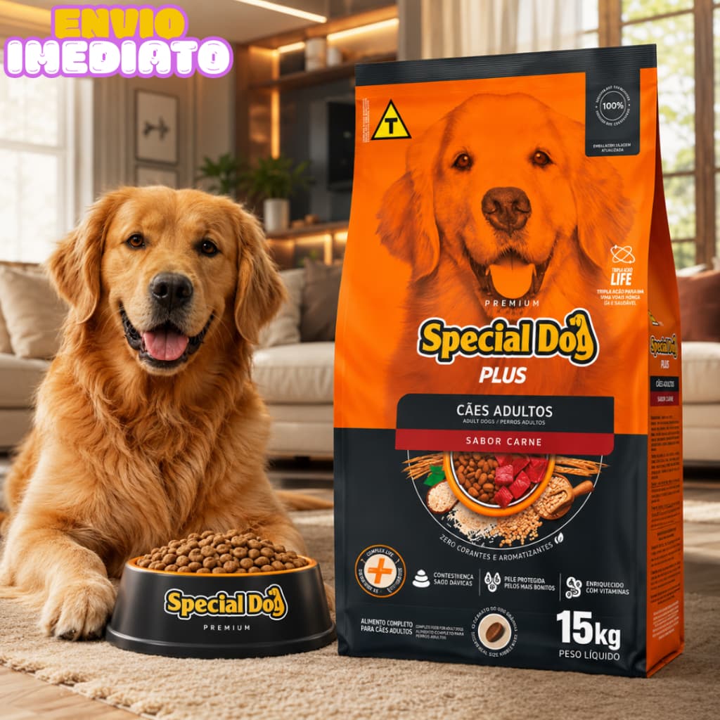 Ração de Cachorro Adulto Special Dog Sabor Carne 10,1/15KG Complexo Life Vitaminas - Envio Imediato