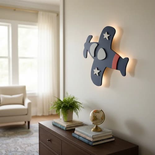 Luminária De Avião Com Luz De Led Para Decoração De Paredes De Quarto De Bebe Avião Com Led