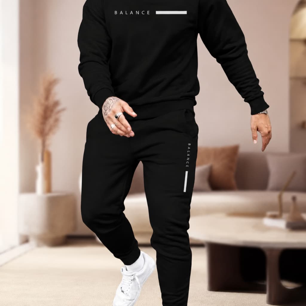 Kit Conjunto Moletom Careca Balance Blusa de Frio e Calça Moletom Sem Capuz Estiloso Moderno