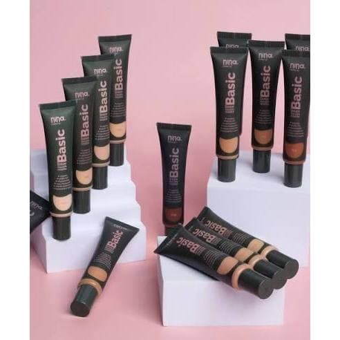 Nina Make Up Base Liquida Matte Basic 25g (Média Cobertura e Resistente a Àgua)