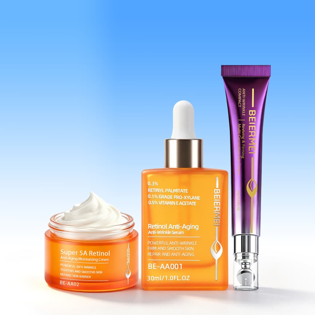 BEIERMEI Kit Retinol Anti Rugas c/ Sérum Retinol anti-idade e Creme facial Creme Hidratante  para Olhos - Linhas Finas