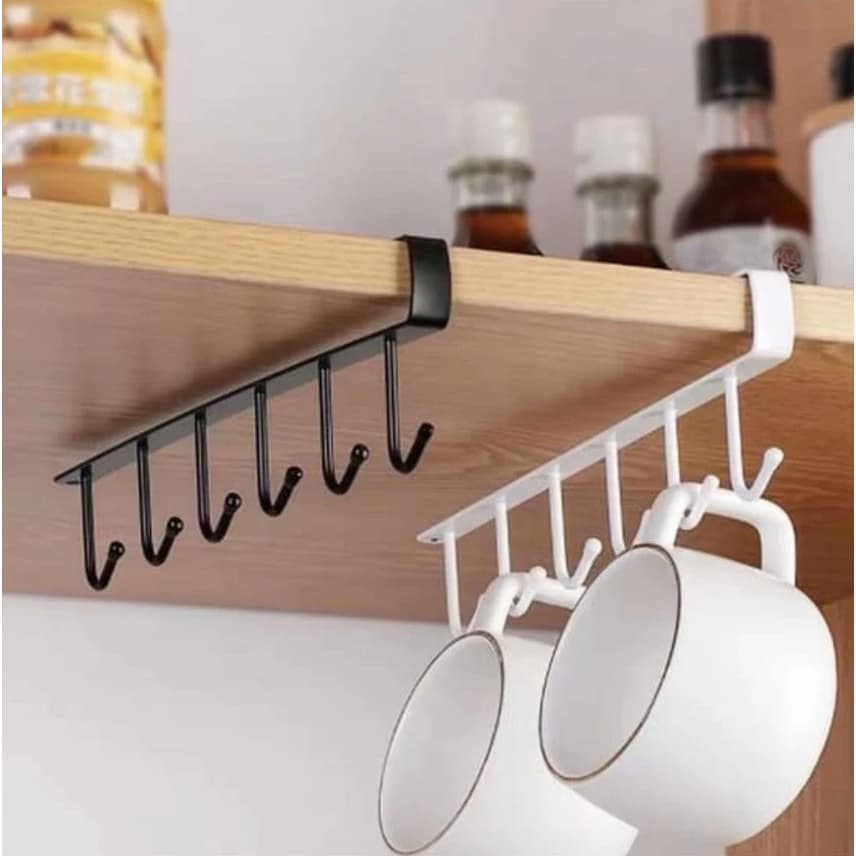 Suporte De Metal 6 GANCHOS Porta Xícaras Canecas Utensílios Em Geral Para Pendurar