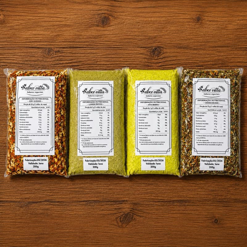 Kit 4 Temperos 400g Codimento para Carne Churrasco Frango Edu Guedes, Ana Maria, Chimichurri e Lemon Pepper