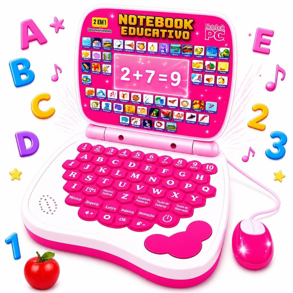 Notebook  + Mouse Educativo Brinquedo Didático Infantil Interativo