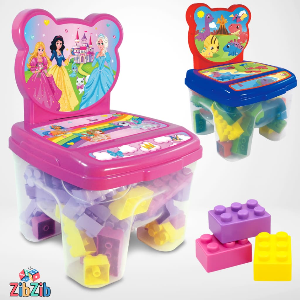 Cadeira Educativa Blocos de Montar Encaixe Brinquedo de Bebê - 24 e 48 Peças