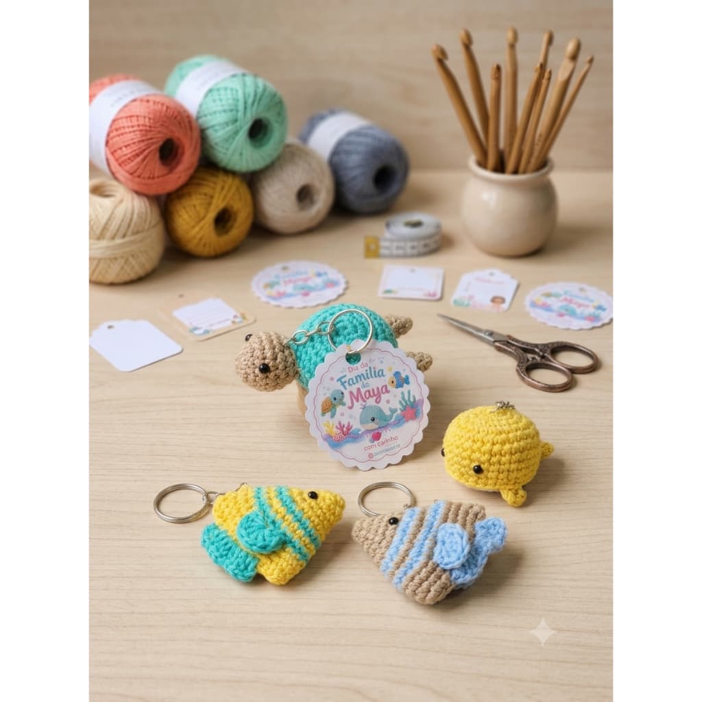 kit 10, 20, 30 Fundo do Mar Amigurumi Chaveiro | Tartaruga, Peixe e Baleia em Crochê Artesanal | Lembrancinha | mobile