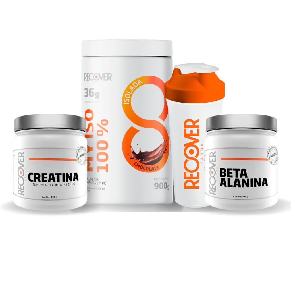 Whey Protein Isolada My Iso 100% 900g sabor: Chocolate + Creatina Monohidratada 250g + Beta Alanina 300 g + Coqueteleira