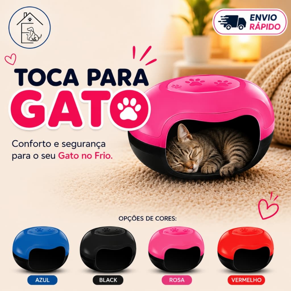 TOCA DE GATO GRANDE CASA CAMA PET DONUT CAT PROTEÇÃO CONTRA FRIO ALTA DURABILIDADE