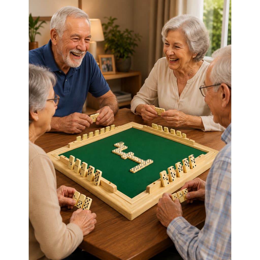 Tabuleiro Dominó Profissional 66x66 Feltro Verde Mesa Madeira Jogo Família Lazer