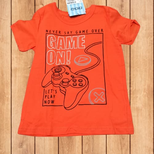 Camiseta Infantil Menino Gamer Controle Videogame Laranja