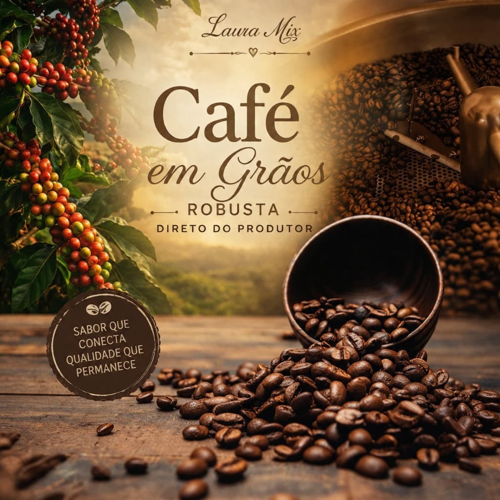 Café em Grãos 100% Robusta | Direto do Produtor | Pacote de 500 Gr