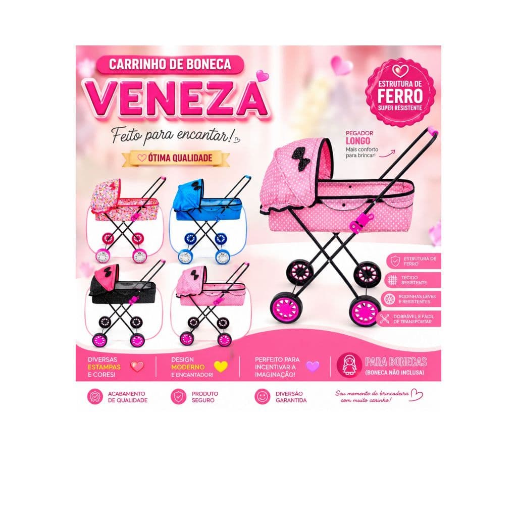 Carrinho De Boneca Grande  Reborn 79 CM ALT