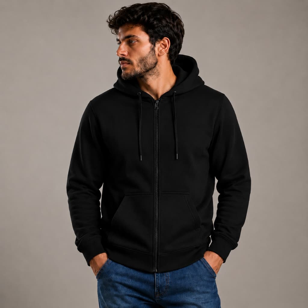 Moletom com Zíper Flanelado Masculino Feminino Unissex Casaco de Frio com Capuz Jaqueta de Moletom Bolso Canguru