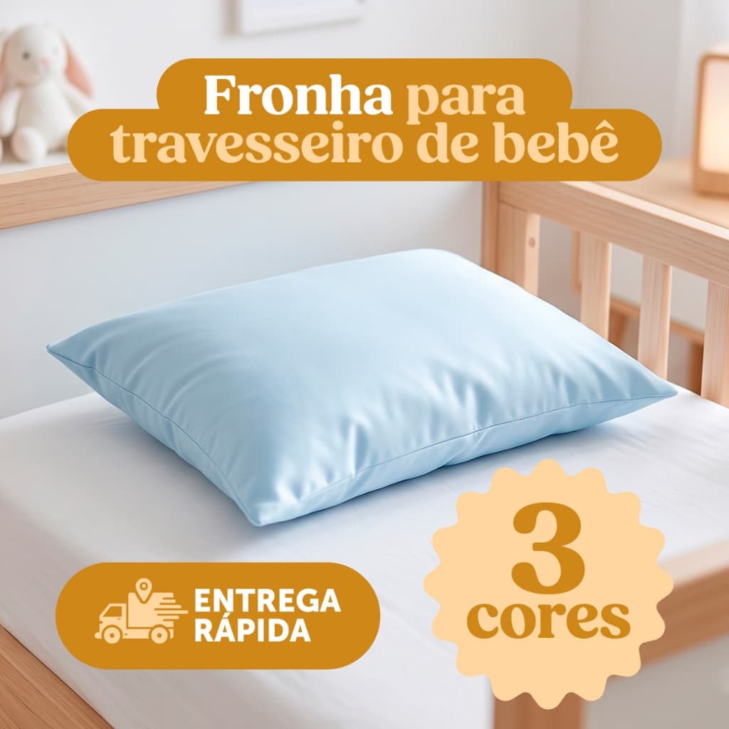 Fronha Enxoval Bebê Berço Antialérgica Macia 400 Fios 30x40 Avulsa Kit 2 e 4 Branca Rosa Azul Bebê