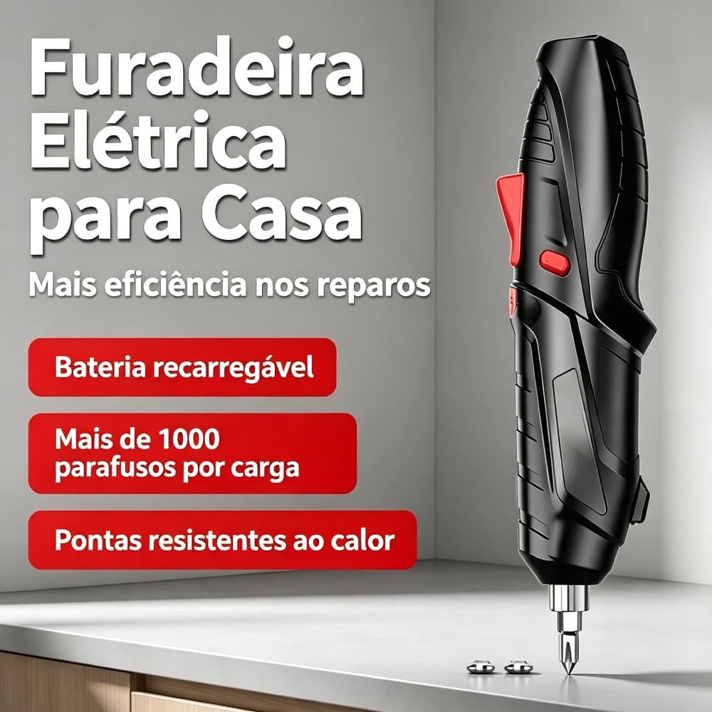 Furadeira Parafusadeira Elétrica Carregamento USB Longa autonomia Resistente e durável Leve e multifunctional Eficiente
