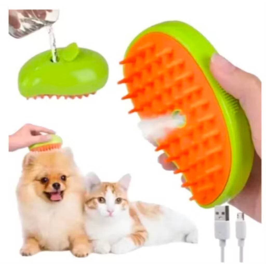 Escova Massageadora Pet para Cães e Gatos com reservatório para Shampoo/Spray para remover pelos soltos. Produto origina