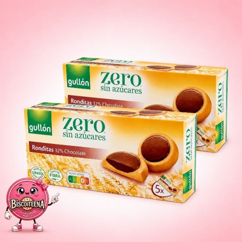 kit 2 und Biscoito Ronditas Sem Açúcar 32% Chocolate Gullón 186g - Importado Espanha