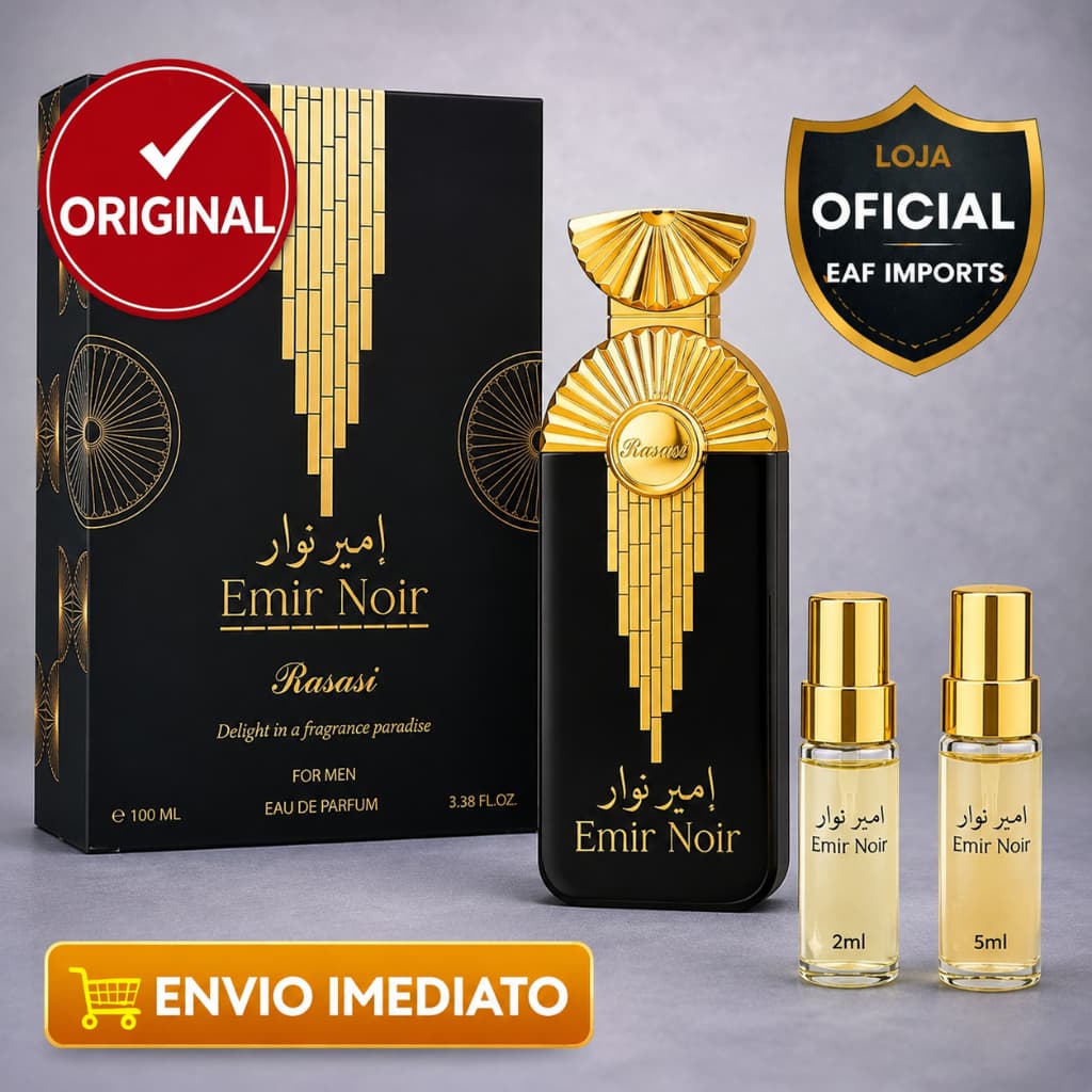 Emir Noir Rasasi Feminino Original | Perfume Árabe Importado Elegante, Intenso e Sofisticado | Alta Fixação e Excelente