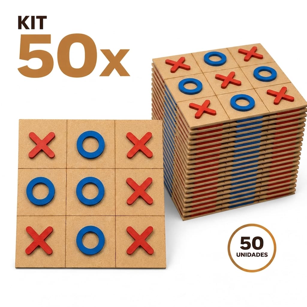 Kit 50 Jogos Da Velha Tabuleiro Brinquedo Educativo Presente Lembrancinha MDF Colorido