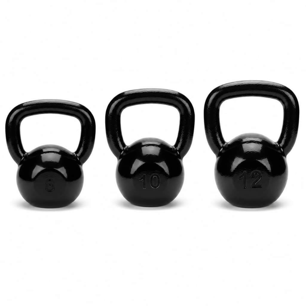 KIT KETTLEBELL 8KG + 10KG + 12KG FERRO FUNDIDO MUSCULAÇÃO FITNESS TREINO FUNCIONAL ACADEMIA CROSS TRAINING 30KG