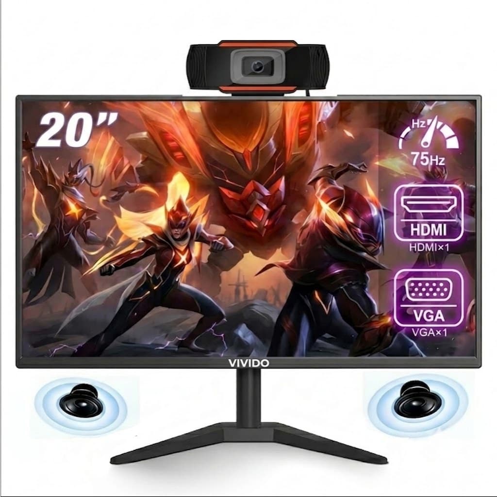 Monitor Gamer VIVIDO Vision , 20 Pol, VA, FHD, 1ms, 75Hz, HDMI/VGA