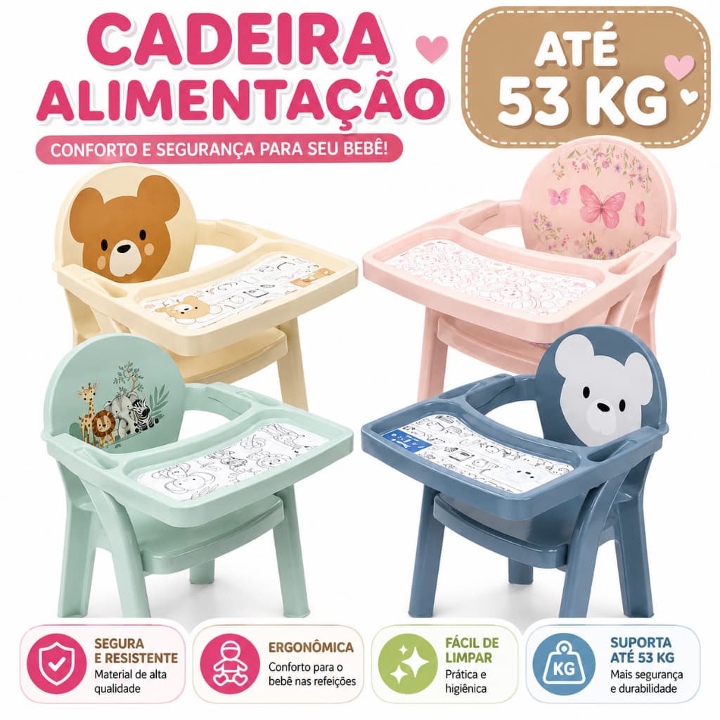Poltrona de Alimentação Bebê Portátil Com Bandeja Para Desenhar e Refeição