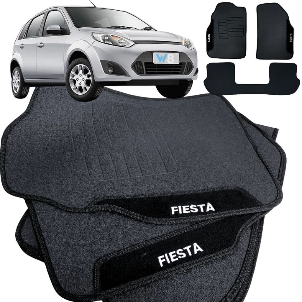 Tapete Fiesta 2002 a 2014 Borracha Traseiro Inteiriço Automotivo Antiderrapante Resistente Jogo 3pcs