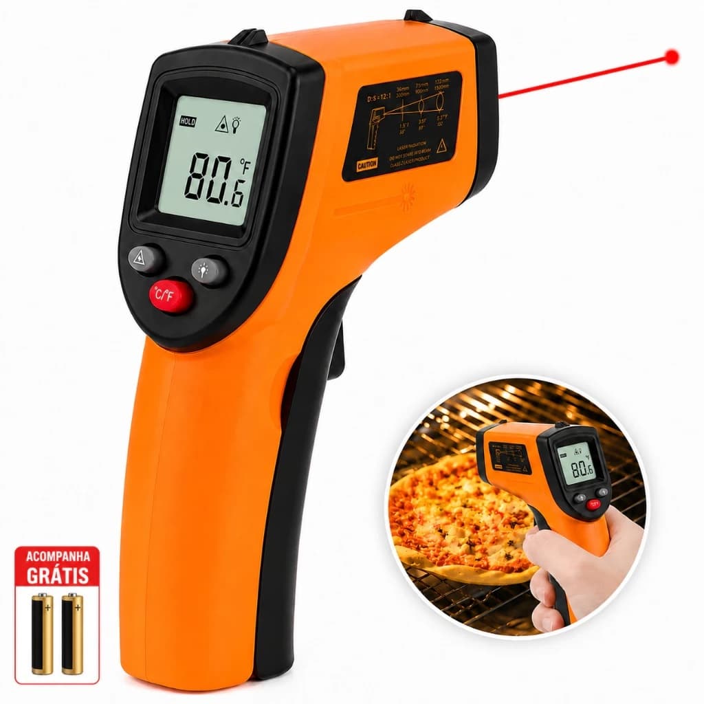 Termômetro Digital Infravermelho Laser LCD Medição -50~550℃ Adulto Sem Contato para Churrasco, Cozinha, Industrial, Bebê