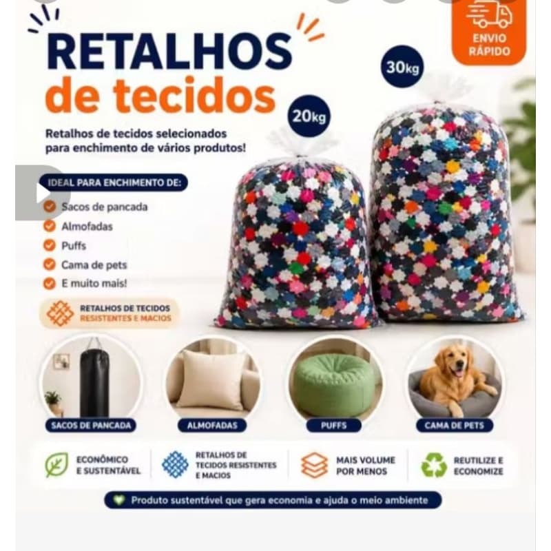Kit Retalhos de Tecidos Variados 1kg a 5kg Artesanato Costura Patchwork