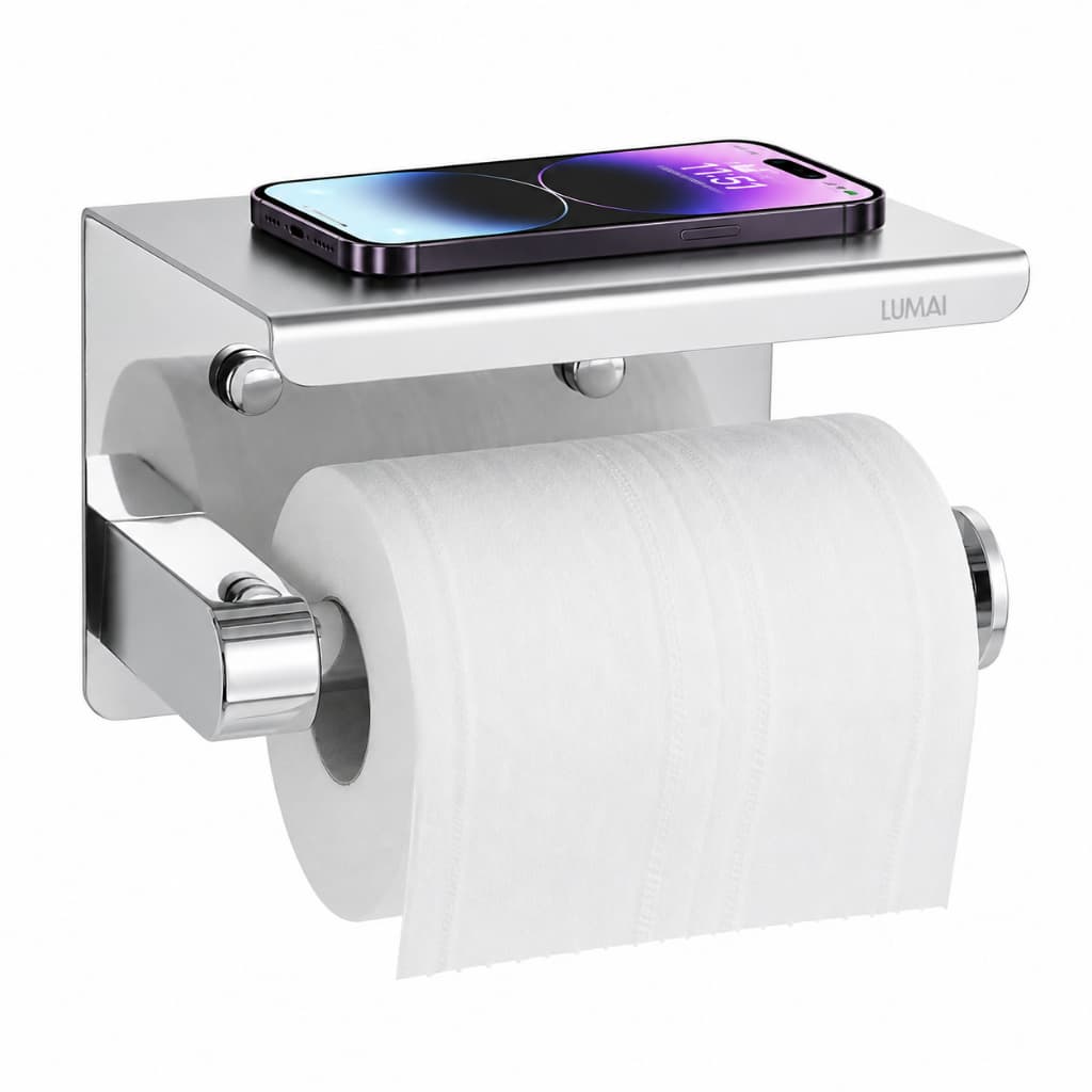 LUMAI Porta Papel Higiênico de Parede Banheiro Inox Prateleira de Proteção Suporte de Apoio Celular