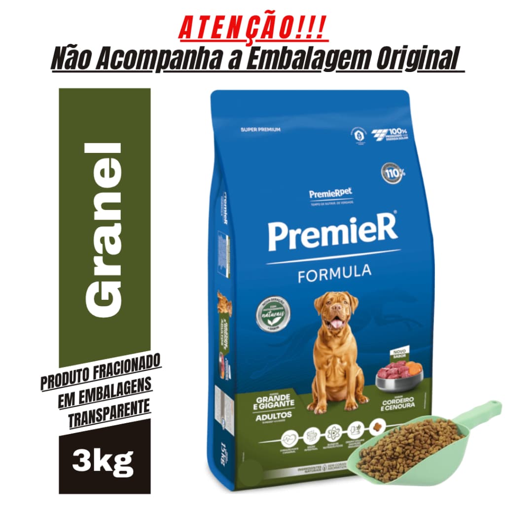 Ração para Cachorro Premier Formula Cães Adultos Cordeiro Porte Grande 3 Kg Granel
