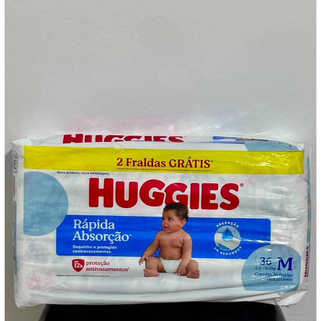 Fralda Huggies Tamanho M 36 Unidades – Conforto, Absorção e Proteção