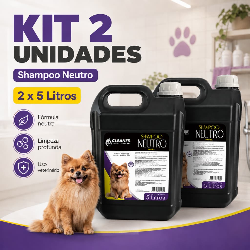 kit 2 Shampoo Profissional Para Cachorro Shampoo Neutro 5 litros Cleaner Para Pronto uso