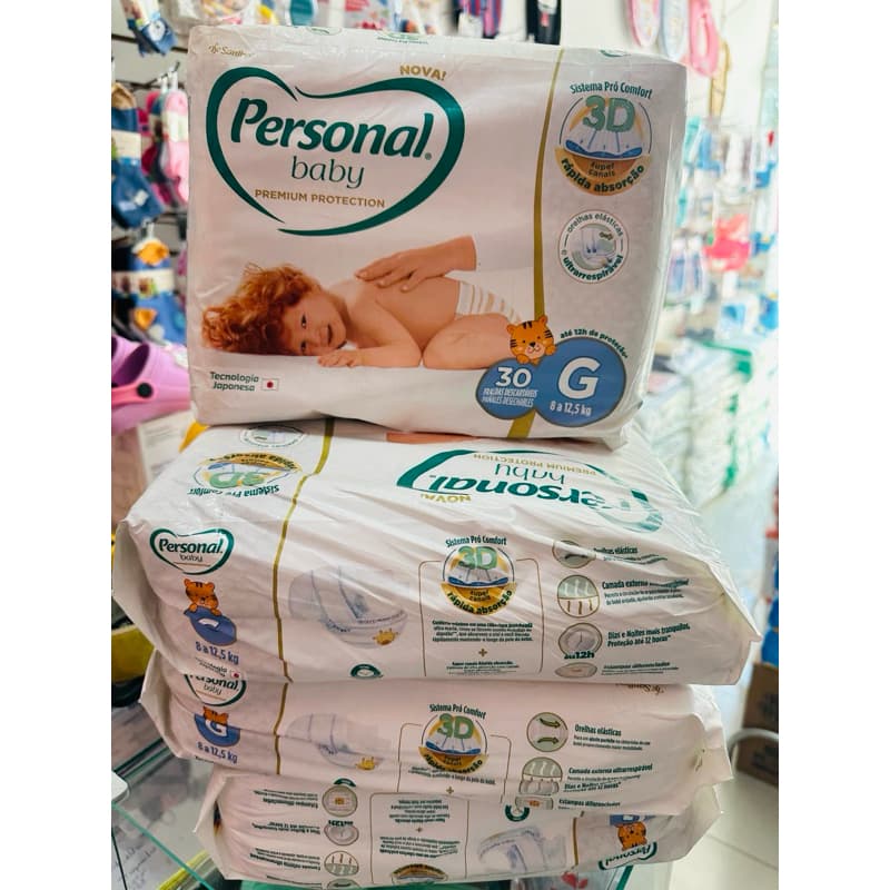Fraldas Descartáveis Personal Baby Premium Protection G- Absorção Eficiente e Componentes Atóxicos