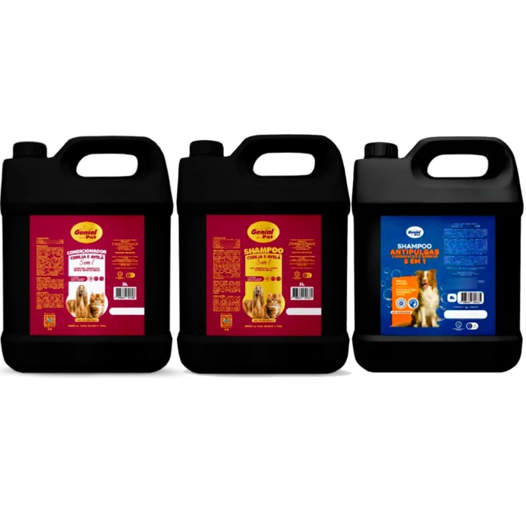 Shampoo Condicionador Creme Hidratação e AntiPulgas para Cachorro e Gato Pet Clean 5L- 1 Unidade