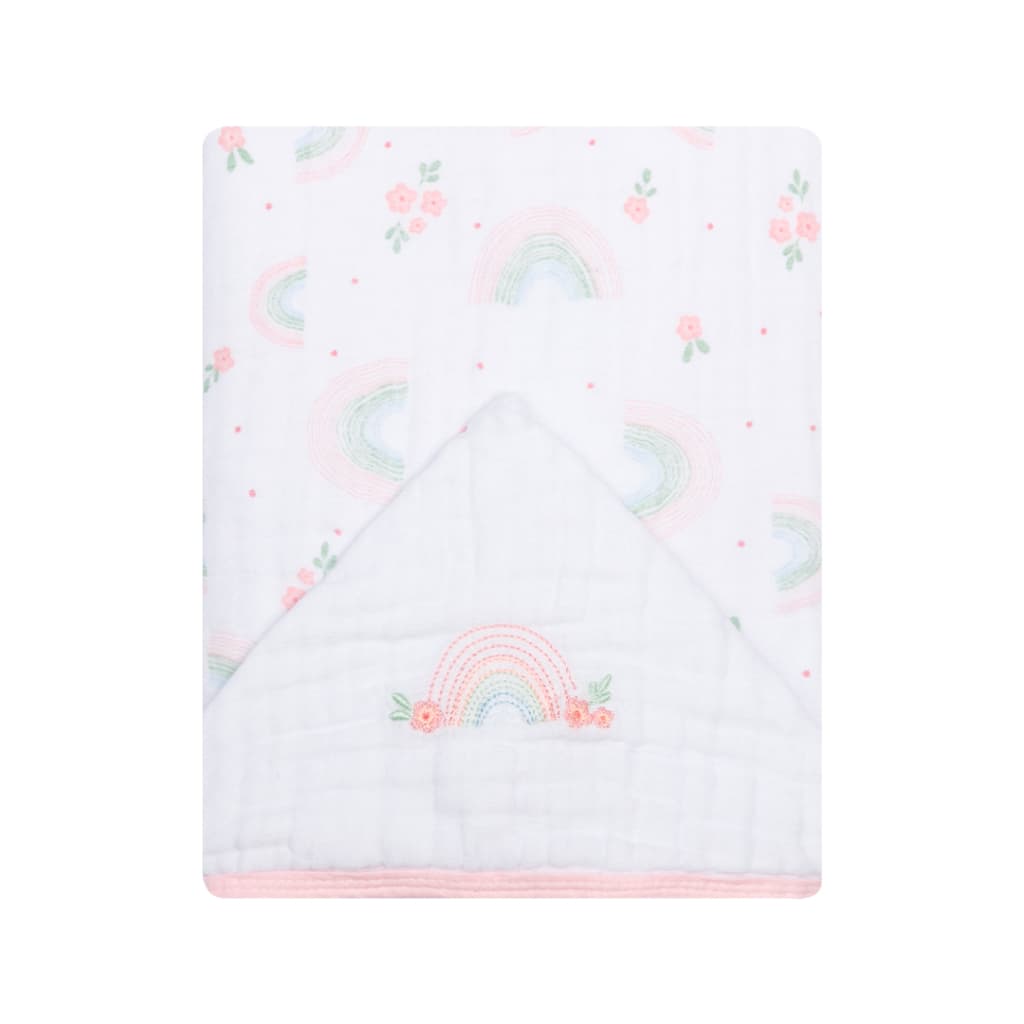 Toalha De Banho Em Fralda Soft Ideal para Bebe Recém Nascido Com Capuz Bordado