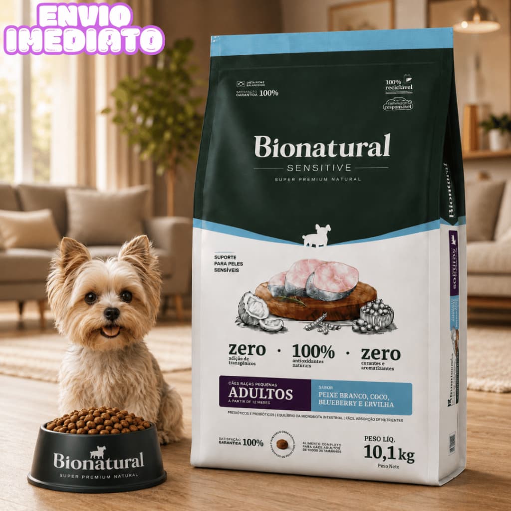 Ração para Cães Adultos Raças Pequenas Sensitive Peixe Branco 10,1kg - Envio Imediato