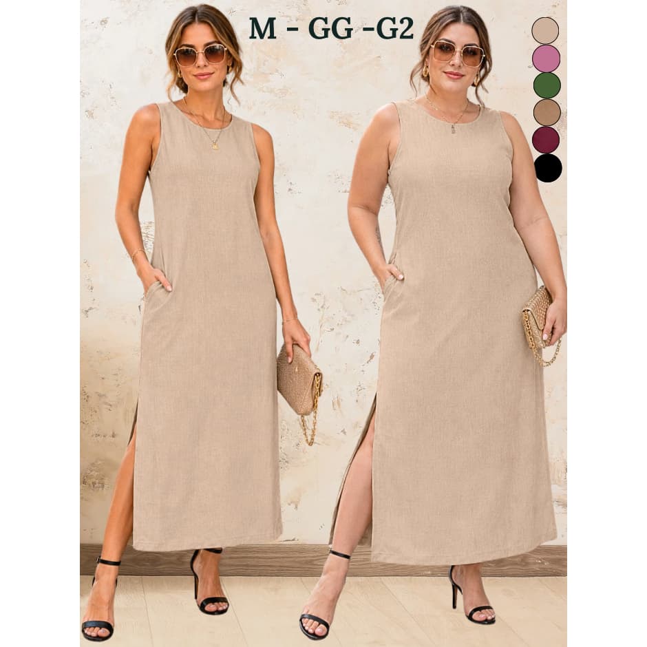 VESTIDO FEMININO KIT 2 VESTIDOS PLUS SIZE MODA VERÃO VESTIDOS FEMININA SOLTINHO CONFORTÁVEL FENDA CASUAL EVANGÉLICA LUXO