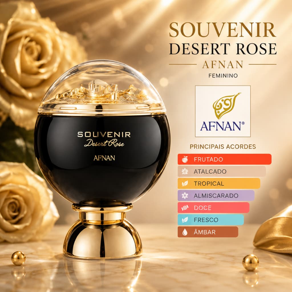 Perfume Afnan Souvenir Desert Rose Edp 100ml Original Importado Árabe Feminino Floral Amadeirado